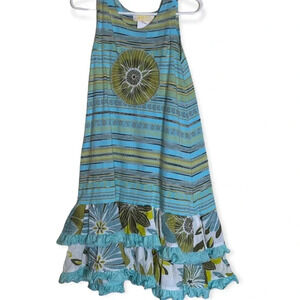 ZAZA EUC GIRLS BLUE STRIPE CASUAL DRESSES SPRING TANK BEACH DRESS SIZE 4